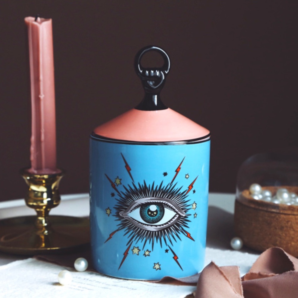 New! Blue Seeing Eye Storage Jar